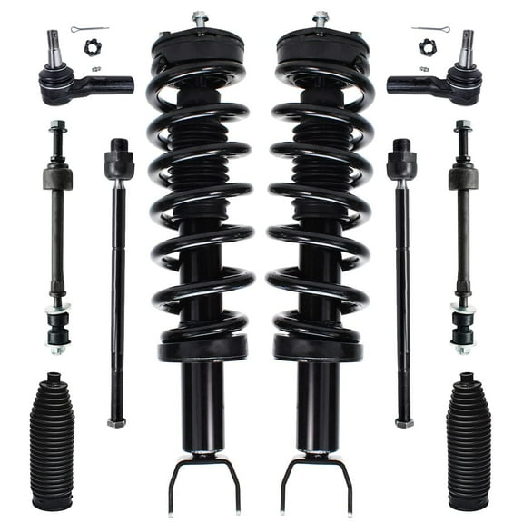 Detroit Axle - 4x4 Front Complete Struts & Coil Spring Assembly Sway Bar Link Inner & Outer Tie Rod End w/Boots Replacement for 2009-2012 Dodge Ram 1500