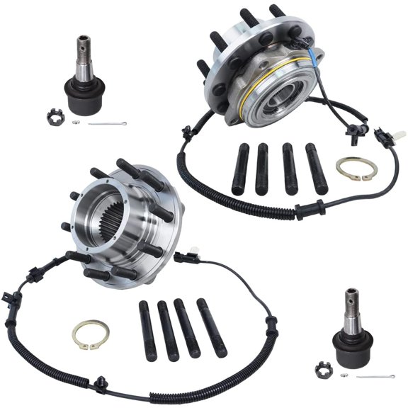 Detroit Axle - 4x4 Front Wheel Hub Bearings Upper Ball Joints Replacement for Ford F-450 Super Duty