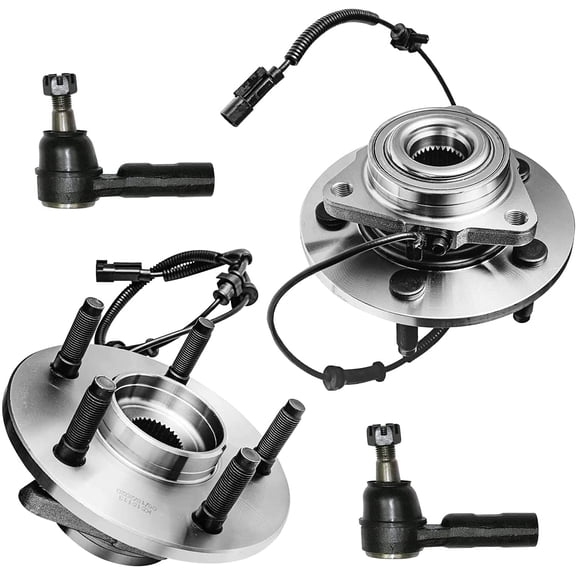 Detroit Axle - 5LUG Front Wheel Bearing & Hubs Assembly and Outer Tie Rods Replacement for 2006 2007 2008 Dodge Ram 1500 [Excludes Mega Cab]