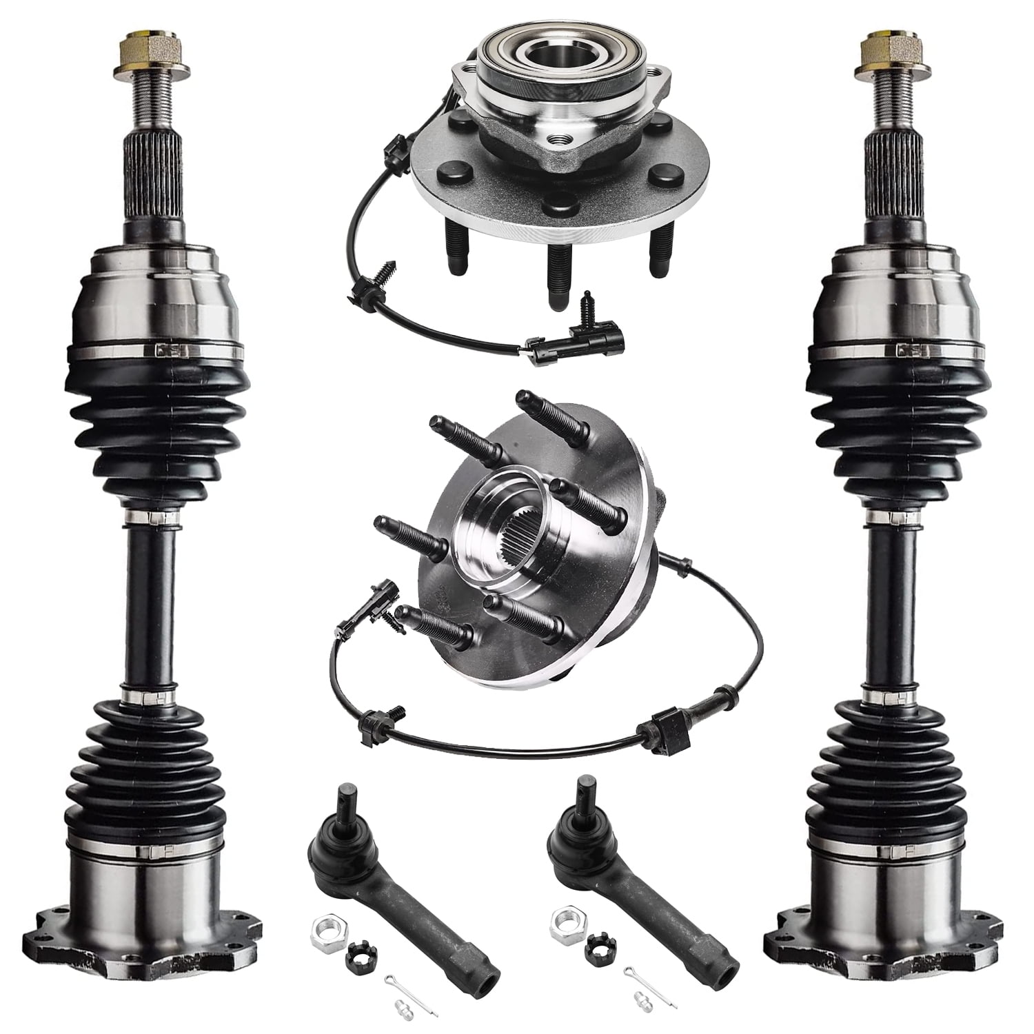 Detroit Axle 6 Lugs Front CV Axles Wheel Bearing Hubs Kit for