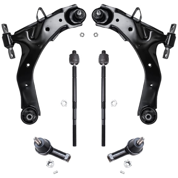 Detroit Axle - 6 Piece Front Suspension Kit Front Lower Suspension Control Arms & Ball Joints Front Inner & Outer Tie Rod End Links Replacement for 2001 2002 2003 2004 2005 2006 Hyundai Elantra