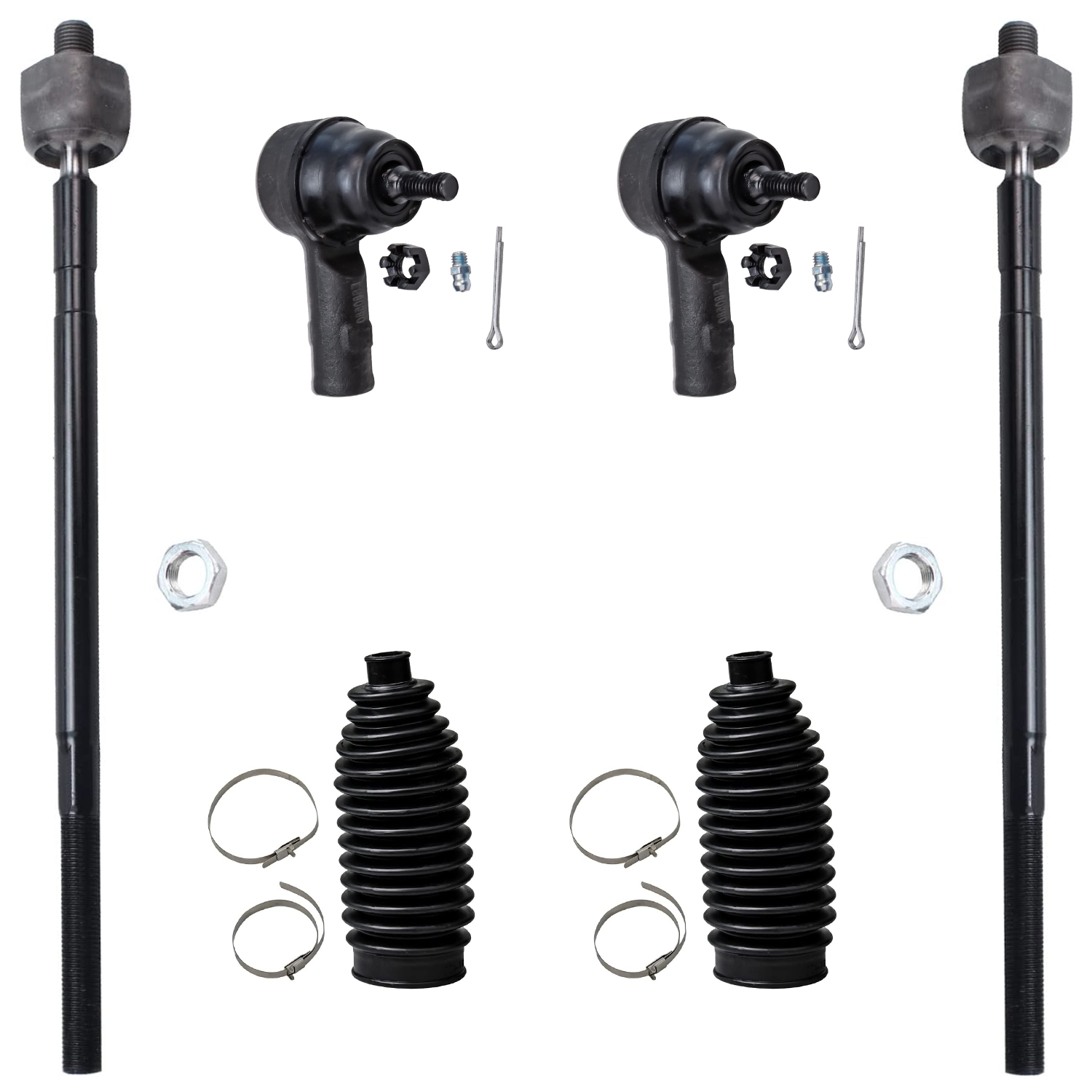 Detroit Axle 6Piece Front Suspension Kit Tie Rod End Links + Boots
