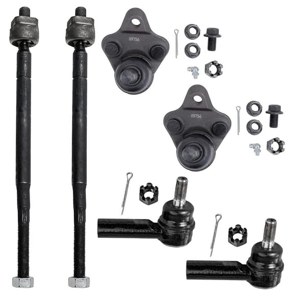 Detroit Axle - 6PC Front Inner Outer Tie Rods Lower Ball Joint for 1996-2002 Chevy Geo Prizm