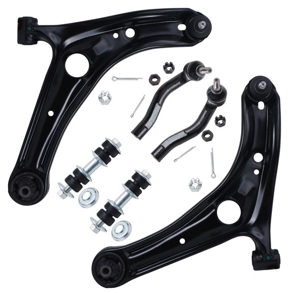 Detroit Axle - 6PC Front Lower Control Arm, Sway Bar, Outer Tie Rod Kit Replacement for 2000 - 2005 Toyota Echo