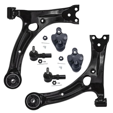 Detroit Axle 6pc Front Lower Control Arms Ball Joints Outer Tie Rods For 2003-2008 Toyota Corolla - 10 Year Warranty