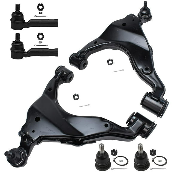 Detroit Axle - 6PC Front Lower Control Arms w/Upper Ball Joints Outer Tie Rods for 2005-2015 Toyota Tacoma 2006 2007 2008 2009 2010 2011 2012 2013 2014 Replacement