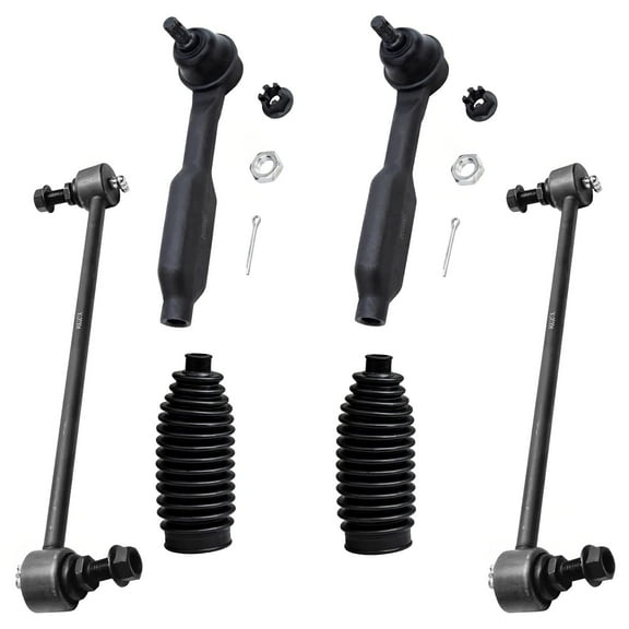 Detroit Axle - 6PC Front Stabilizer Sway Bar Links and Outer Tie Rod Ends w/Rack Boots Replacement for 2005 2006 2007 2008 2009 Honda Odyssey Touring Models