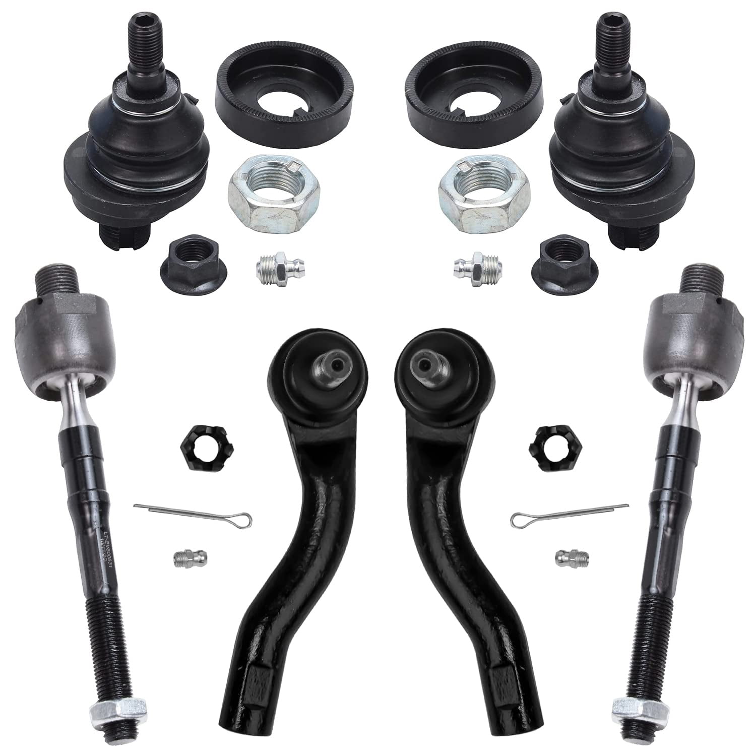Detroit Axle - 6PC Front Upper Ball Joints, Inner Outer Tie Rods for 2006-2012 Ford Fusion - [2007-2012 Lincoln MKZ] - 2006 Lincoln Zephyr - [2006-2009 Mercury Milan]