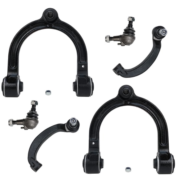Detroit Axle - 6PC Front Upper Control Arms w/ Lower Ball Joints Outer Tie Rods for 2004-2005 Mercedes-Benz E320/ 2006-2009 E350/ 2004-2006 E500/ 2007-2009 E550 - AWD