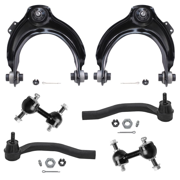 Detroit Axle - 6PC Front Upper Control Arms w/Sway bars and Outer Tie Rods Replacement for 2004-2008 Acura TSX - [2003-2005 Honda Accord] - 2006-2007 Honda Accord L4 2.4L