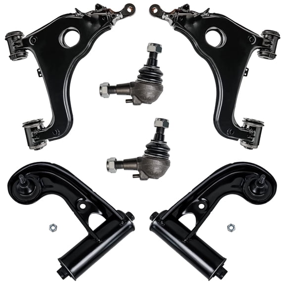 Detroit Axle - 6PC Front Upper & Lower Control Arms w/Ball Joints for 1996-2002 Mercedes-Benz E320 - [2002 E430] - 1999-2002 E55 AMG - [RWD Only]