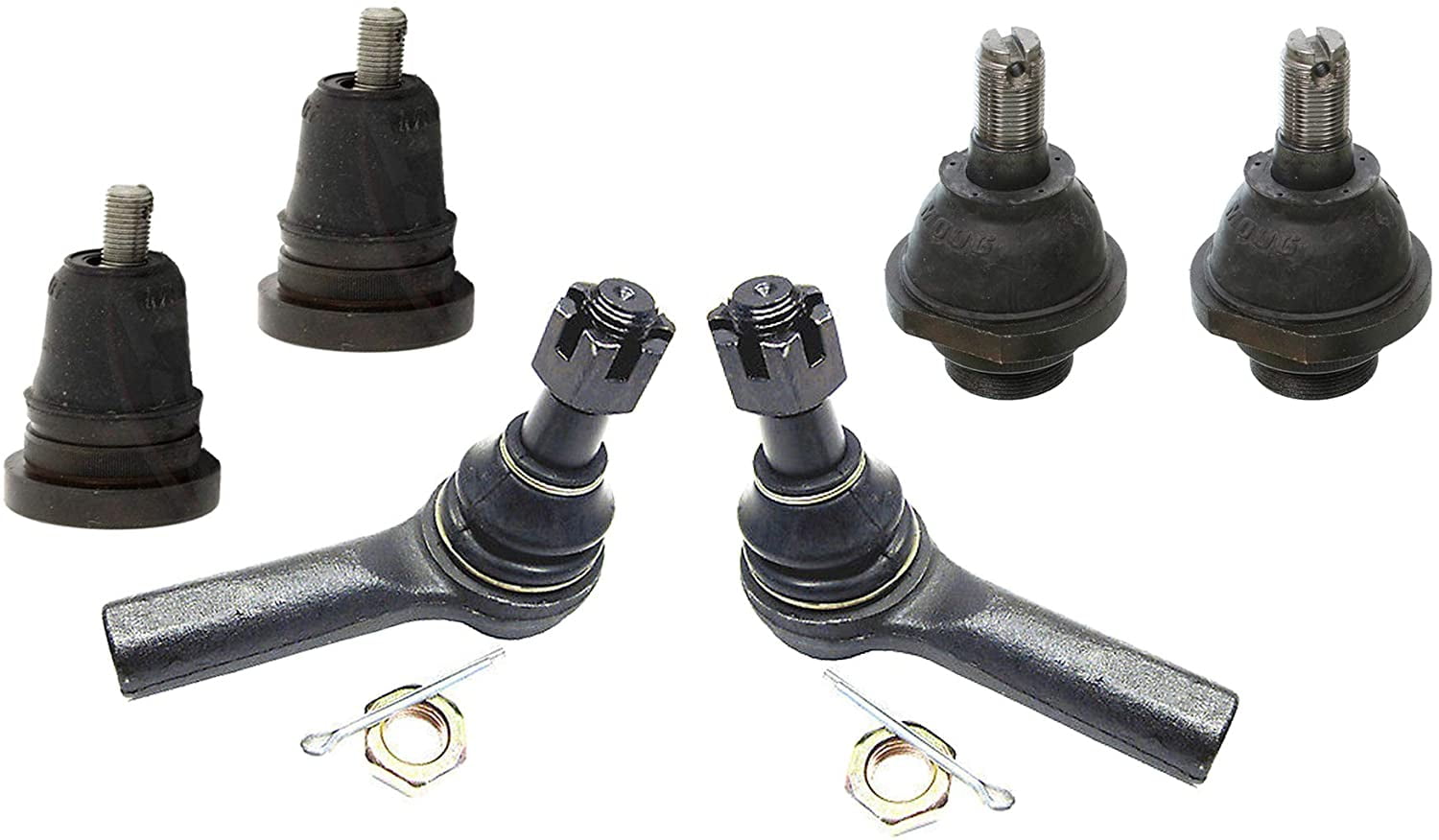 Detroit Axle 6PC Upper Lower Ball Joint Outer Tie Rod Kit for 2000