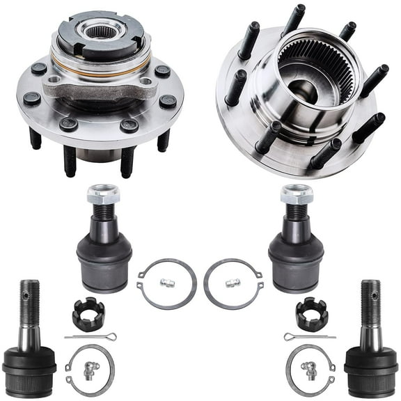 Detroit Axle - 6pc 4WD Front Wheel Hubs Upper Lower Ball Joints Replacement for Ford F-250 F-350 Super Duty Fits select: 1999-2001 FORD F250 SUPER DUTY, 1999 FORD F350 SRW SUPER DUTY