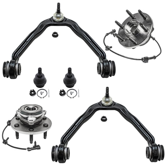 Detroit Axle - 6pc AWD Front Wheel Bearing Hubs Upper Control Arms Lower Ball Joints Replacement for Chevy GMC Avalanche Silverado Savana Sierra 1500 Savana Express 2500 Escalade EXT ESV
