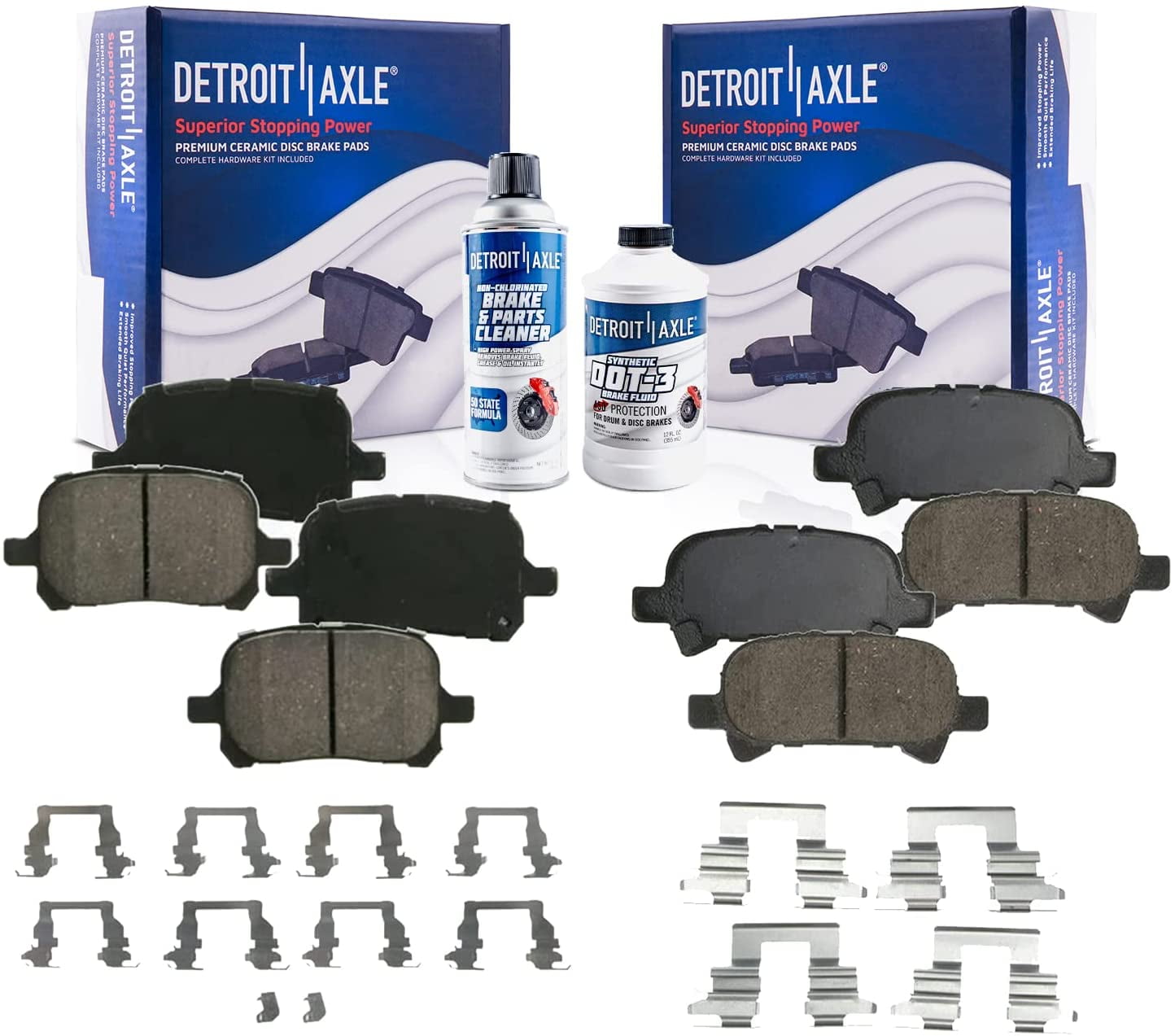 Detroit Axle - 6pc Brake Pads for 00-04 Toyota Avalon, 00-01 Camry, 99 ...