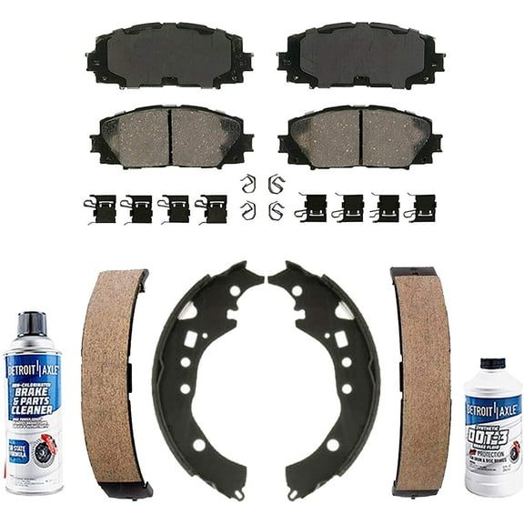 Detroit Axle - 6pc Brake Pads Brake Shoes for 2012-2018 Toyota Prius C 2013 Scion IQ Front Ceramic Brake Pads Rear Semi-metallic Brake Shoes Replacement