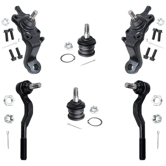 Detroit Axle - 6pc Front Ball Joints Tie Rods for 1995-2004 Toyota Tacoma 4 Upper Lower Ball Joints 2 Outer Tie Rod End Links 1996 1997 1998 1999 2000 2001 2002 2003 Replacement