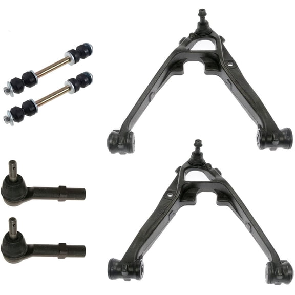 Detroit Axle - 6pc Front Cast Iron Lower Control Arms Outer Tie Rods Sway Bars Replacement for GMC Yukon