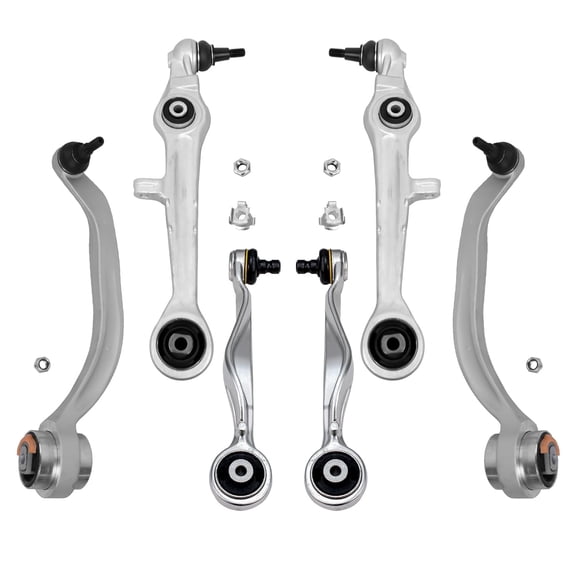 Detroit Axle - 6pc Front Control Arms Kit for Audi A6 A8 Quattro S6 S8 VW Passat Upper Rearward and Lower Forward & Rearward Control Arms with Ball Joint