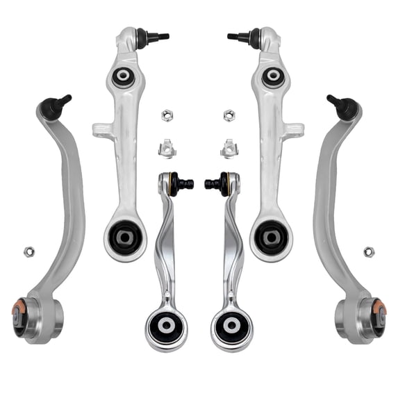 Detroit Axle - Front Upper Lower Control Arms Kit for Audi A8 A6 Quattro S8 S4 Volkswagen Passat, Upper Rearward and Lower Forward & Rearward Control Arms with Ball Joint Assembly