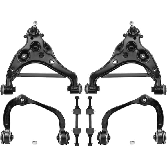 Detroit Axle - 6pc Front Control Arms Sway Bars for 2018-2021 Ford Expedition Lincoln Navigator, 4 Upper and Lower Control Arms with Ball Joints 2 Sway Bar End Links 2019 2020 Replacement