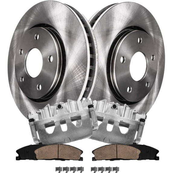 Detroit Axle - 6pc Front Disc Brake Rotors Brake Pads and Calipers w/Brackets Replacement for Ford Explorer Flex Taurus, Lincoln MKS MKT