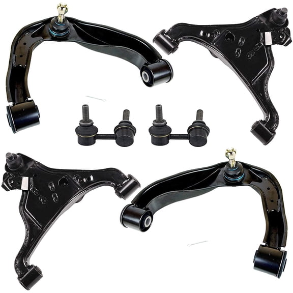 Detroit Axle - 6pc Front End Control Arms for 2005-2025 Nissan Frontier, 2005-2012 Pathfinder, 2005-2015 Xterra, 4 Upper & Lower Control Arms 2 Sway Bar Links Replacement