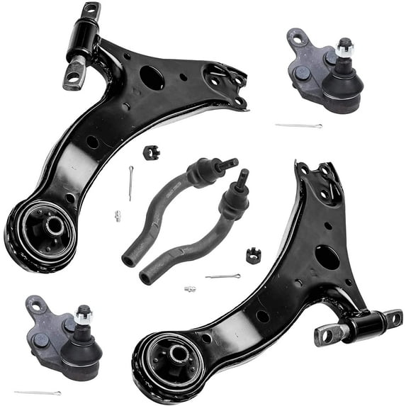 Detroit Axle - 6pc Front End Control Arms Kit for 04-06 Toyota Camry Lexus ES330, 2004-2008 Toyota Solara, 2 Lower Control Arms Assembly 2 Lower Ball Joints 2 Outer Tie Rods 2005 Replacement