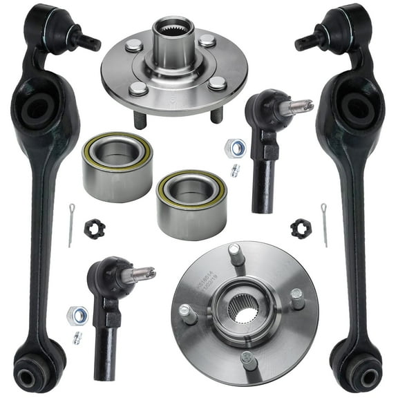 Detroit Axle - 6pc Front End Control Arms Kit for 1994-2002 Saturn SC1 SC2 SL SL1 SL2, 94-99 SW1, 94-01 SW2, Wheel Hubs Lower Upper Control Arm w/Ball Joints Outer Tie Rods Replacement