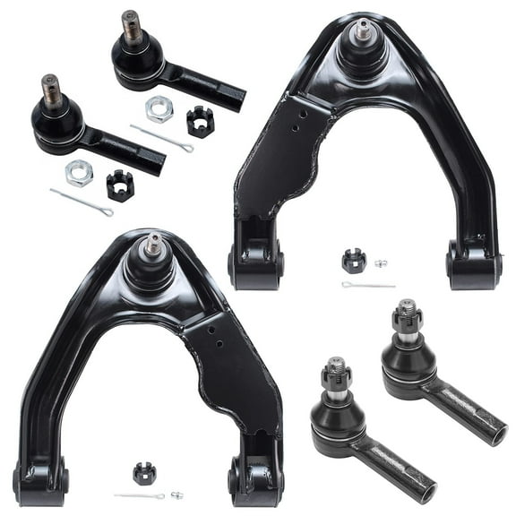 Detroit Axle - 6pc Front End Control Arms Kit for 2000-2004 Nissan Xterra Frontier, 2 Upper Control Arms Assembly 4 Tie Rod Ends 2001 2002 2003 Replacement