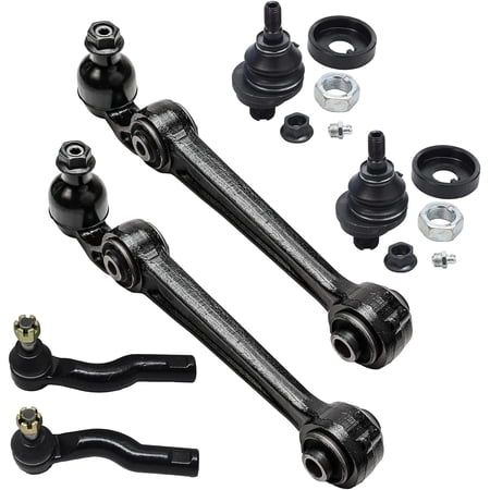 Detroit Axle - 6pc Front End Control Arms Kit for 2007-2012 Lincoln MKZ Ford Fusion, 07-09 Mercury Milan, Lower Forward Control Arms Upper Ball Joints Tie Rods 2008 2009 2010 2011 Replacement