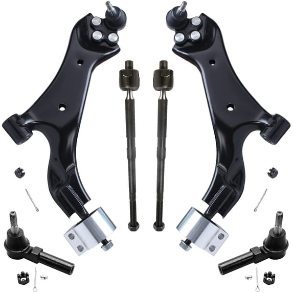 Detroit Axle - 6pc Front End Control Arms Kit for 2008 2009 Saturn Vue, 2 Lower Control Arms w/ Ball Joints 4 Inner & Outer Tie Rod End Links Replacement Suspension