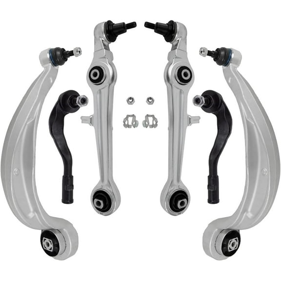 Detroit Axle - 6pc Front End Control Arms Kit for 2009 2010 Audi A4 Quattro, 4 Lower Forward Rearward Control Arms with Ball Joints 2 Outer Tie Rod Ends Replacement
