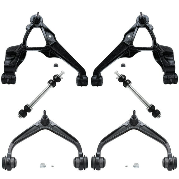 Detroit Axle - 6pc Front End Control Arms Kit for 2011-2019 Chevy GMC Silverado Sierra 2500 3500 HD 2012 2013 2014 2015 2016 2017 2018, 4 Control Arms w/Ball Joints 2 Sway Bar Links Replace