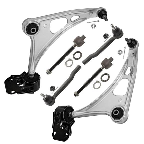 Detroit Axle - 6pc Front End Control Arms Kit for 2016-2021 Honda Passport Pilot Ridgeline 2 Lower Control Arms with Ball Joints 4 Inner Outer Tie Rods 2017 2018 2019 2020 Replacement