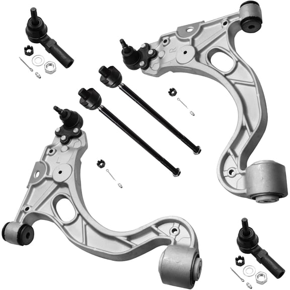 Detroit Axle - 6pc Front End Control Arms Kit for Buick LeSabre Park Avenue Riviera Cadillac DeVille Seville Bonneville Aurora 2 Lower Control Arms w/Ball Joints 4 Inner & Outer Tie Rods Replacement