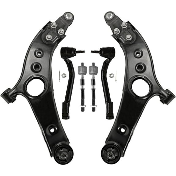 Detroit Axle - 6pc Front End Control Arms Kit for Hyundai 2013-2014 Santa Fe XL, 2 Lower Control Arms with Ball Joints 4 Inner Outer Tie Rod Ends Replacement