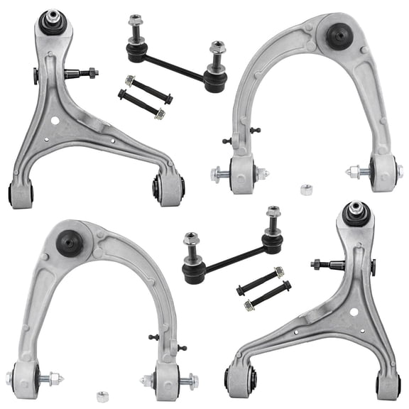 Detroit Axle - 6pc Front End Kit for 2008-2014 Cadillac CTS 2004-2009 SRX 2005-2011 STS, 4 Upper Lower Control Arms with Ball Joints 2 Sway Bar Links