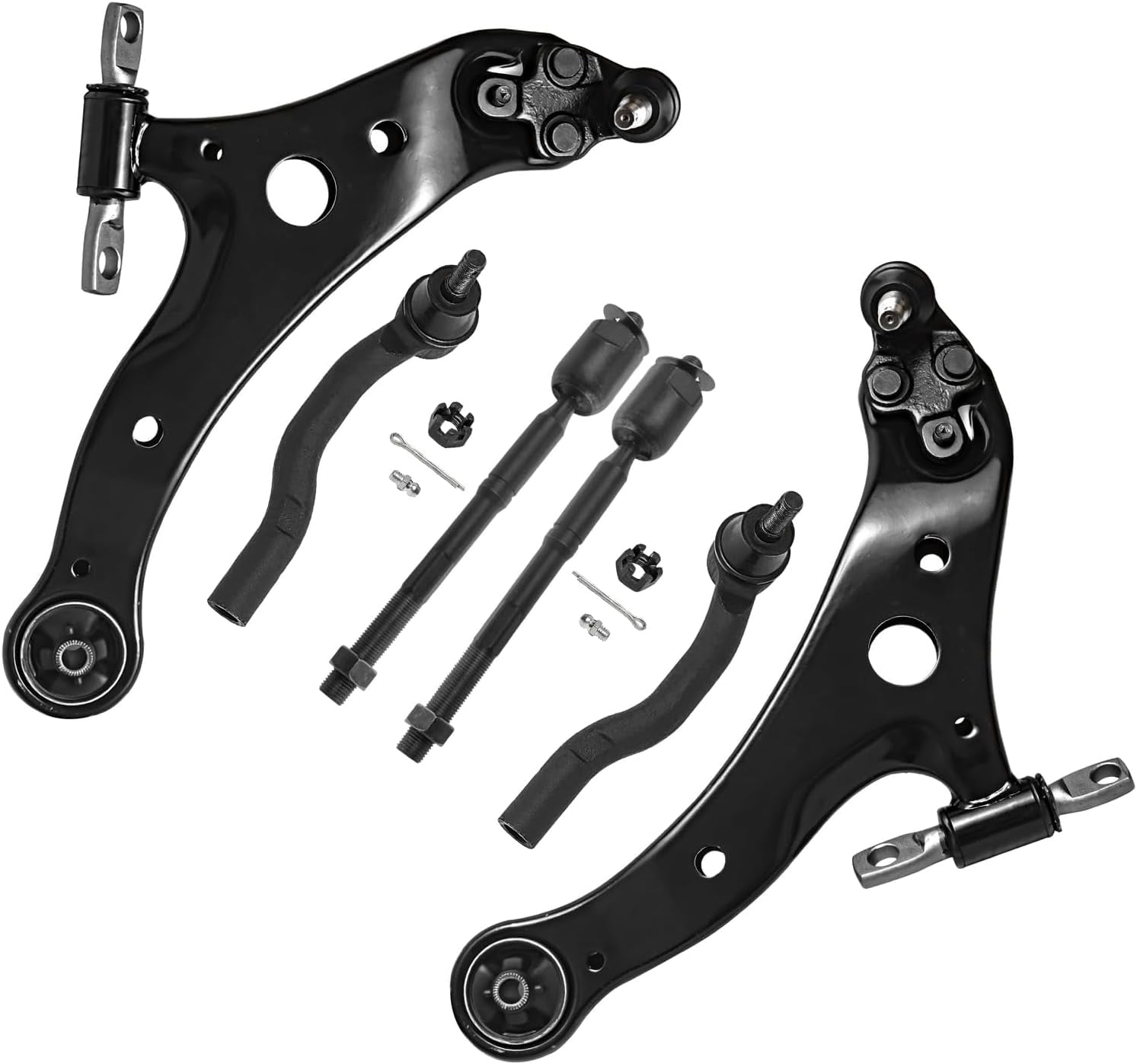 Detroit Axle - 6pc Front End Kit for Toyota 2007-2011 Camry 2005-2012 Avalon 2007-2012 Lexus ES350, 2 Lower Control Arms with Ball Joint 4 Outer Inner Tie Rod Ends Replacement