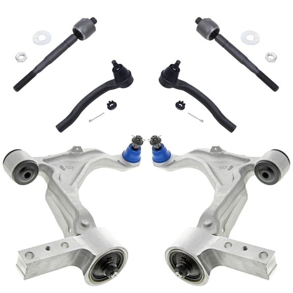 Detroit Axle - 6pc Front End Lower Control Arms Kit for Acura 2007-2013 MDX 2 Lower Control Arms with Ball Joints Assembly 4 Inner Outer Tie Rod Ends Replacement