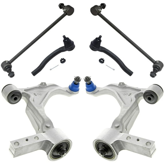 Detroit Axle - 6pc Front End Lower Control Arms Kit for Acura 2007-2013 MDX, 2010-2013 ZDX, 2 Lower Control Arms with Ball Joints Assembly 2 Sway Bar Links 2 Outer Tie Rod Ends 2011 2012 Replacement
