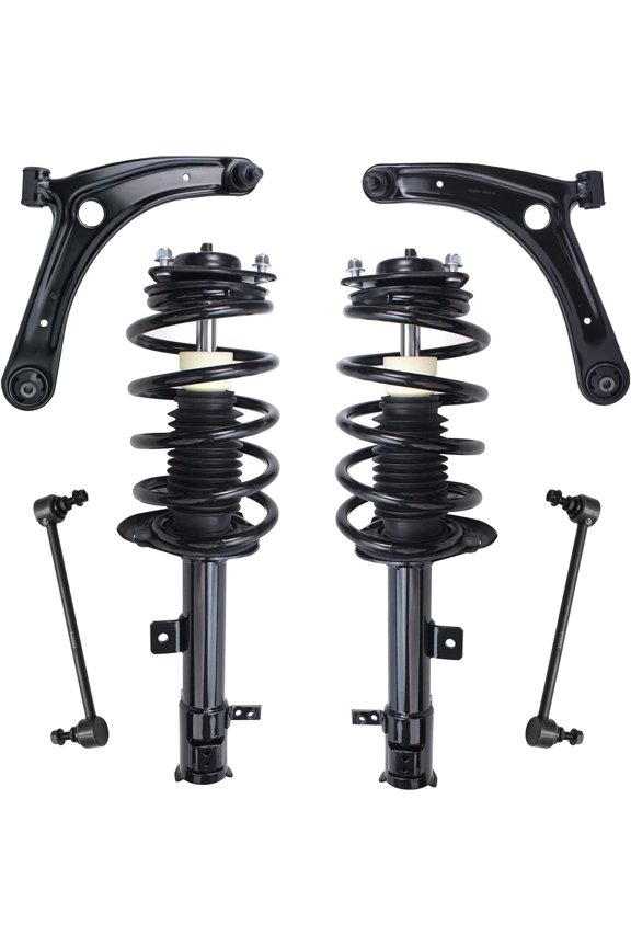 - 6pc Front End Suspension Kit for 07-12 Dodge Caliber, 2 Struts & Coil Spring 2 Lower Control Arms w/Ball Joint 2 Sway Bars 2007 2008 2009 2010 2011 2012 Replacement