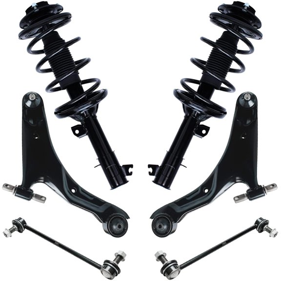 Detroit Axle - 6pc Front End Suspension Kit for 2001-2006 Hyundai Santa Fe, Struts & Coil Spring Lower Control Arms w/Ball Joint Sway Bars 2002 2003 2004 2005 Replacement
