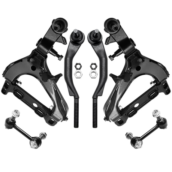 Detroit Axle - 6pc Front End Suspension Kit for 2004-2007 Chevy Trailblazer GMC Envoy Buick Rainier Isuzu Ascender 2 Lower Control Arms w/Ball Joints 2 Outer Tie Rods 2 Sway Bar Links