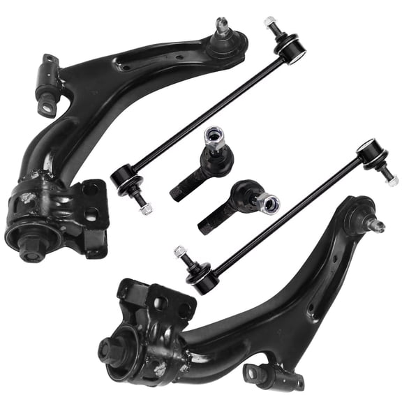 Detroit Axle - 6pc Front End Suspension Kit for Chevrolet 13-15 Spark 14-16 Spark EV, 2 Lower Control Arms with Ball Joints 2 Stabilizer Sway Bars 2 Outer Tie Rods 2014 2015 Replacement