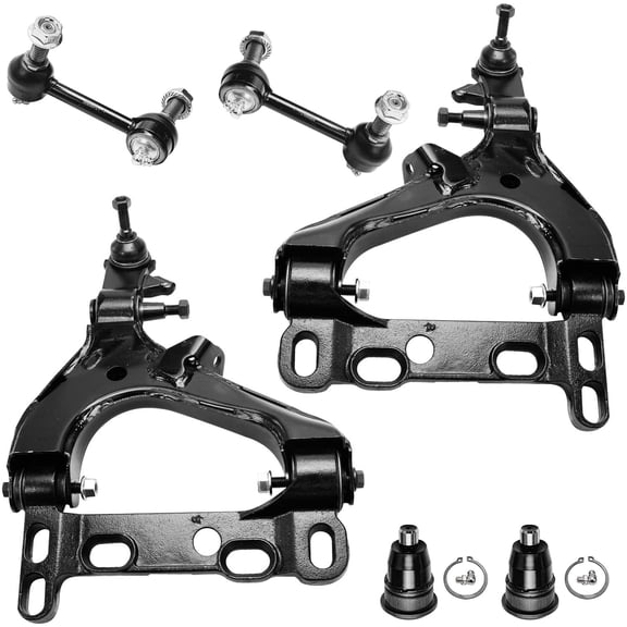 Detroit Axle - 6pc Front End Suspension Kit for Chevy Trailblazer EXT GMC Envoy XL Buick Rainier Isuzu Ascender, 2 Lower Control Arms w/Ball Joints 2 Upper Ball Joints 2 Sway Bars