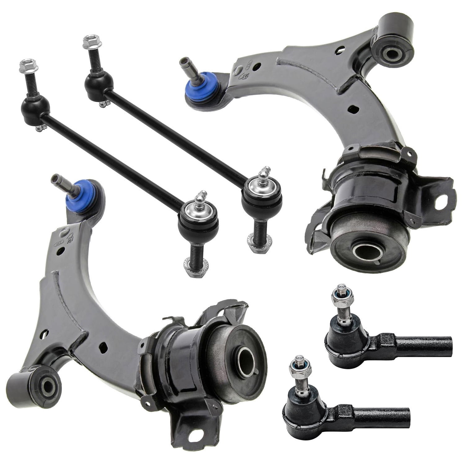 Detroit Axle - 6pc Front End Suspension Kit for Ford Mustang 2010 2011 2012 2013 2014 2 Lower Control Arms with Ball Joints 2 Sway Bar End Links 2 Outer Tie Rod Ends Replacement