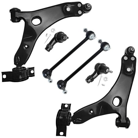 Detroit Axle - 6pc Front End Suspension Kit for Ford Focus 00-04, 2 Lower Control Arms w/Ball Joint 2 Outer Tie Rods 2 Sway Bars 2000 2001 2002 2003 2004 Replacement