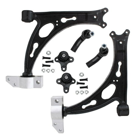 Detroit Axle - 6pc Front End Suspension Kit for Jetta Golf GTI Rabbit EOS R32 Audi A3 Quattro 2 Lower Stamped Control Arms 2 Lower Ball Joints 2 Outer Tie Rod Ends Replacement