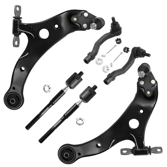 Detroit Axle - 6pc Front End Suspension Kit for Toyota 2002-2003 Camry Lexus ES300, 2 Lower Control Arms with Ball Joints Assembly 4 Inner and Outer Tie Rod Ends Replacement